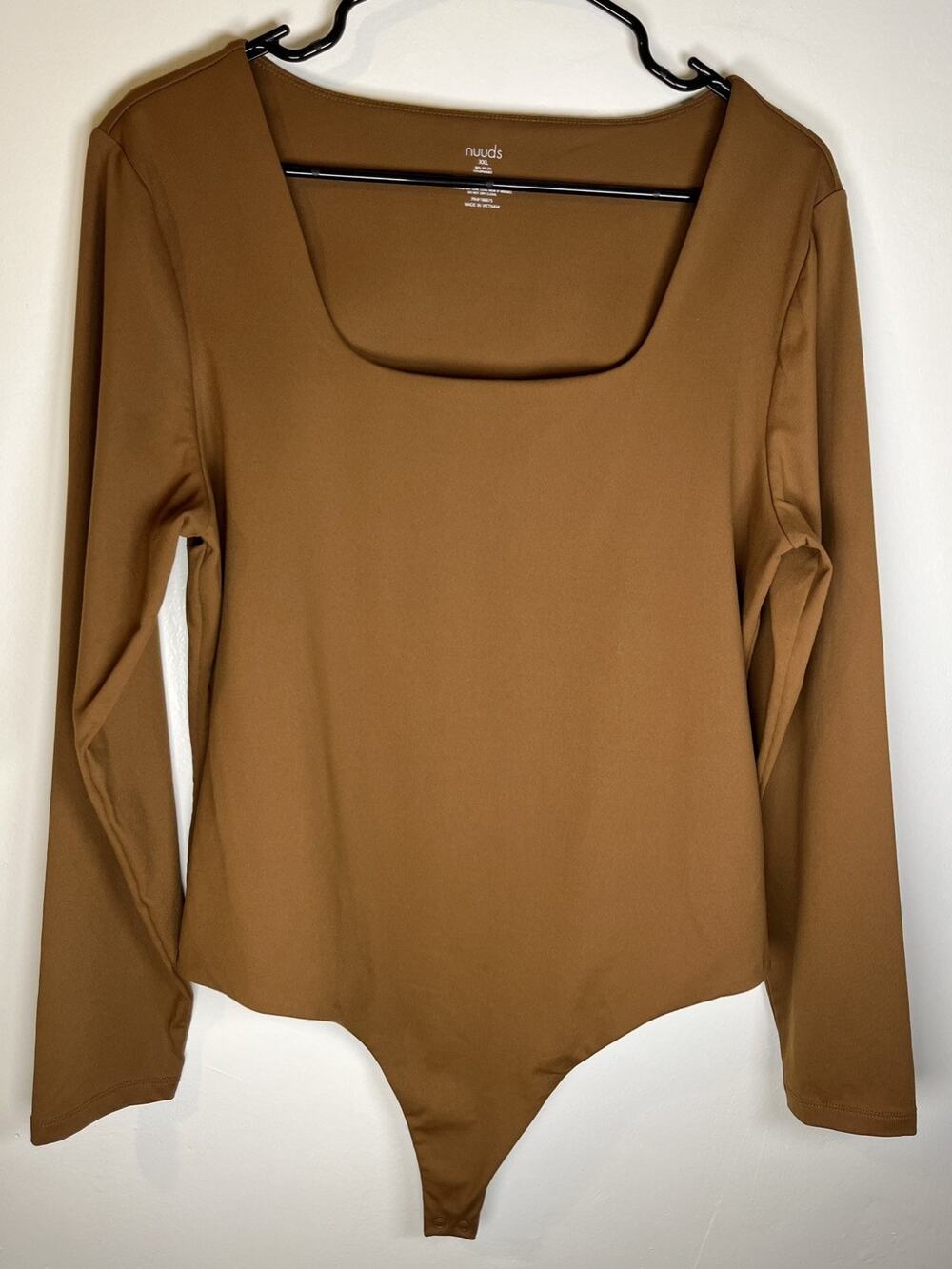 Nuuds Long Sleeve Squareneck Bodysuit Mocha Brown Size XXL Women’s Closet Staple